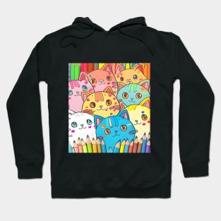 Cute Rainbow Cat Crayon - Funny Cats Hoodie